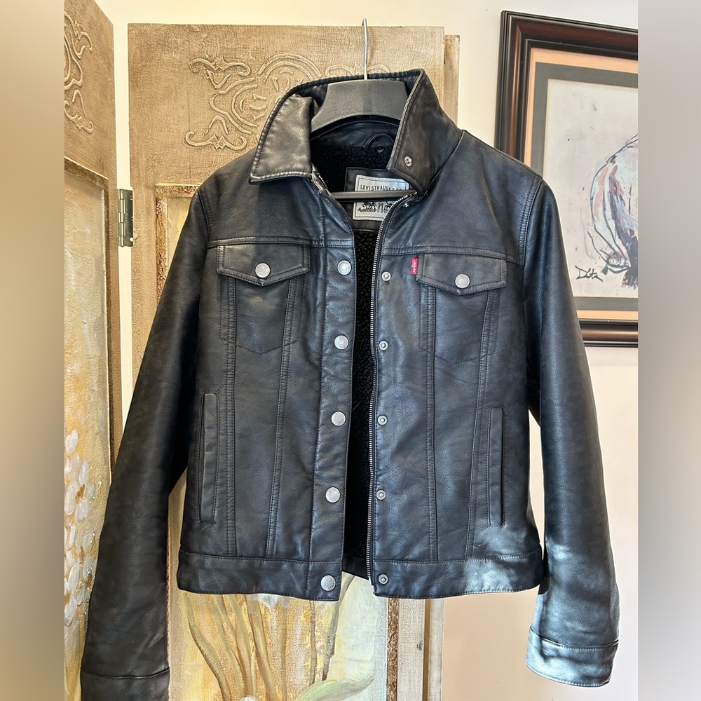 Levi’s faux leather buff cow jacket